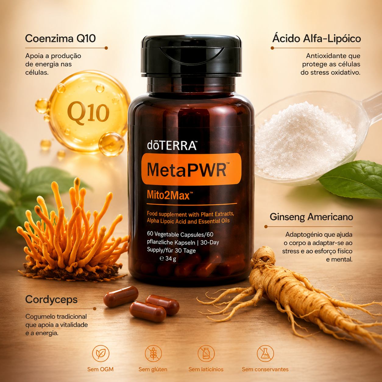 Desperte a energia que existe dentro de si, MetaPWR™ Mito2Max™ (60 Cápsulas)