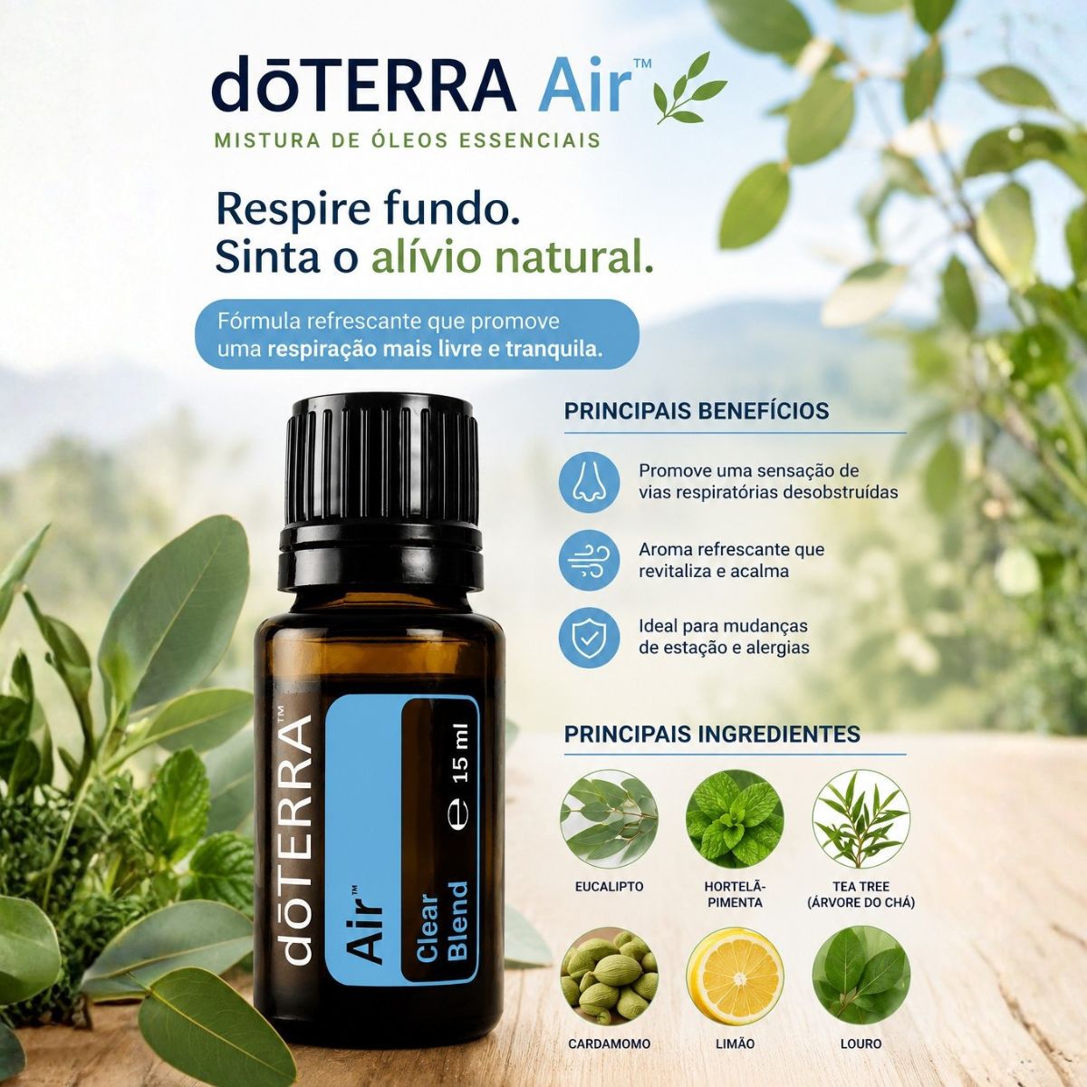 Óleo dōTERRA Air – Alívio de Alergias e Respiração Livre