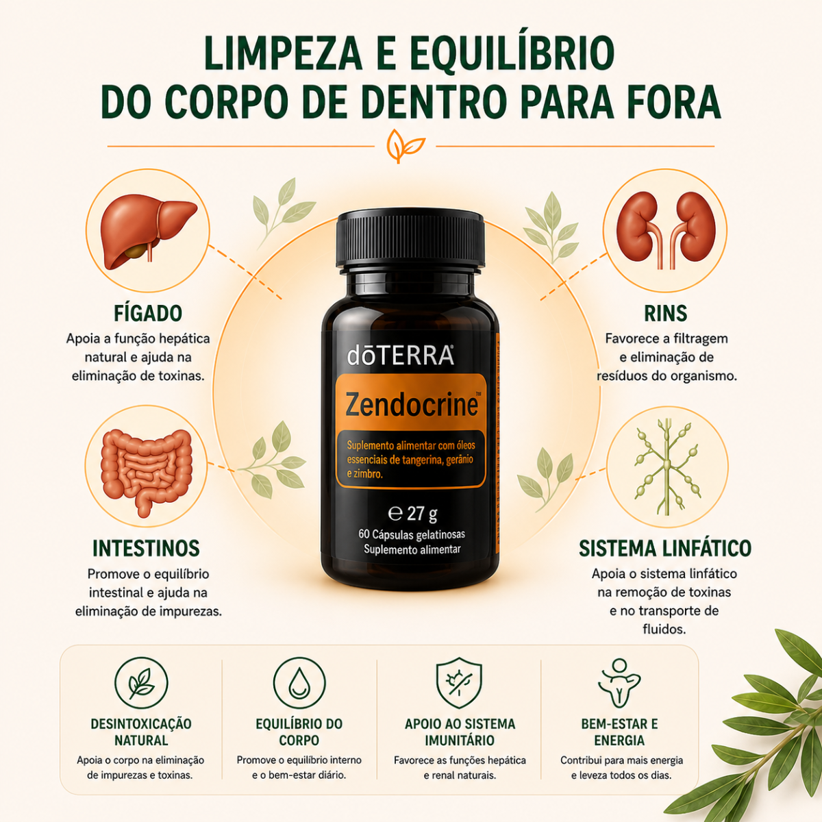 dōTERRA Zendocrine cápsulas – Ajuda na Limpeza e Desintoxicação do Fígado, Rins e Intestinos