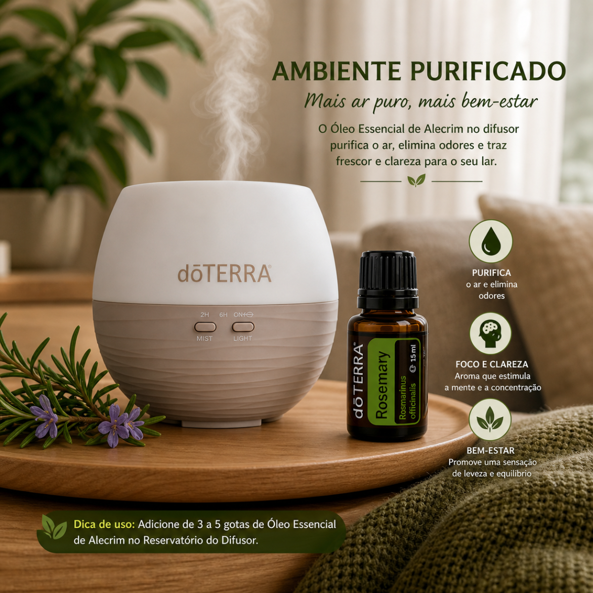 Óleo de Alecrim dōTERRA – Foco, Vigor Capilar e o Segredo da Culinária (15 ml)